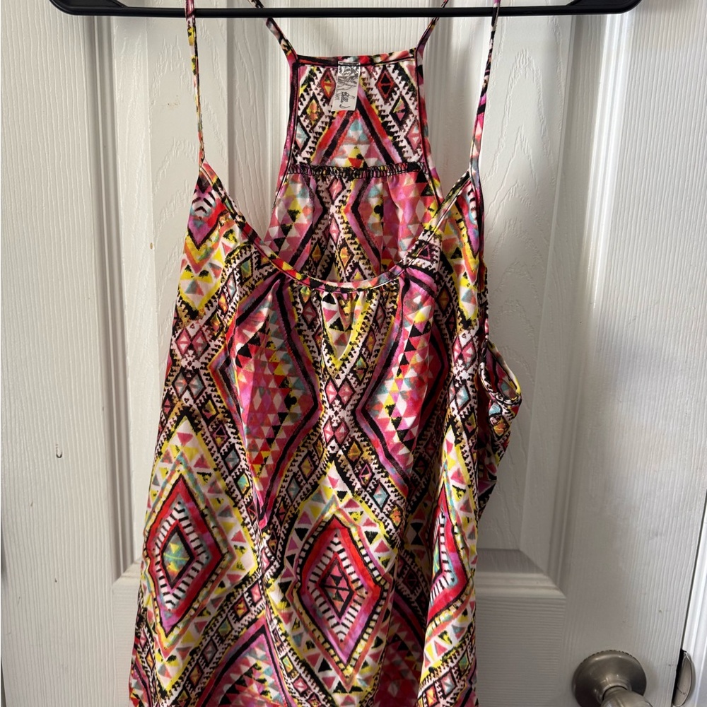 Bella D. Pink and Yellow Asymmetrical Cut Out Camisole
